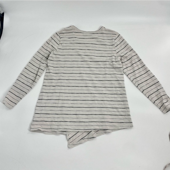 HABITAT CLOTHES SIERRA PULLOVER Beige and Black Stripe Cotton Asymmetrical Top - Picture 8 of 8